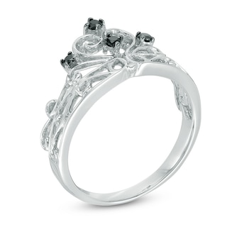0.09 CT. T.W. Black Diamond Crown Ring in Sterling Silver|Peoples Jewellers