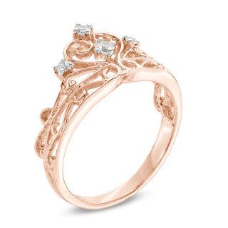 0.09 CT. T.W. Diamond Crown Ring in Sterling Silver with 14K Rose Gold Plate|Peoples Jewellers