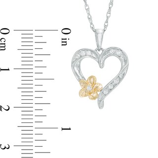 0.09 CT. T.W. Diamond Twist Heart Flower Pendant in Sterling Silver and 10K Gold|Peoples Jewellers