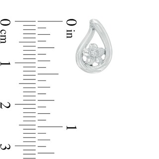 Diamond Accent Flower Teardrop Earrings in Sterling Silver|Peoples Jewellers
