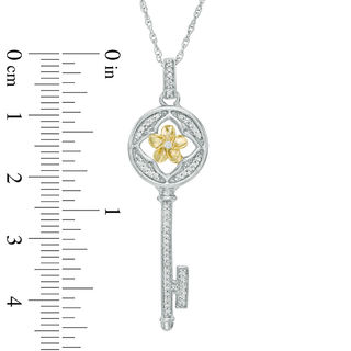 0.18 CT. T.W. Diamond Key Flower Pendant in Sterling Silver and 10K Gold|Peoples Jewellers