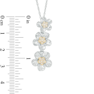 0.11 CT. T.W. Diamond Triple Pinwheel Flower Swirl Drop Pendant in Sterling Silver and 10K Gold|Peoples Jewellers