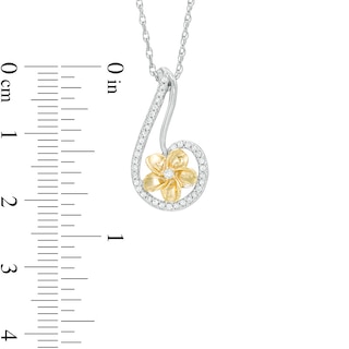 0.15 CT. T.W. Diamond Curved Teardrop Flower Pendant in Sterling Silver and 10K Gold|Peoples Jewellers