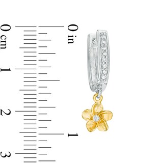 0.15 CT. T.W. Diamond Flower Hoop Earrings in Sterling Silver and 10K Gold|Peoples Jewellers