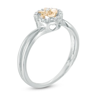 0.09 CT. T.W. Diamond Frame Flower Bypass Ring in Sterling Silver and 10K Gold|Peoples Jewellers