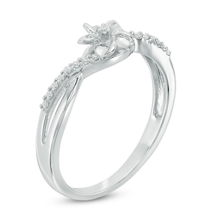 Diamond Accent Flower Crossover Ring in Sterling Silver|Peoples Jewellers