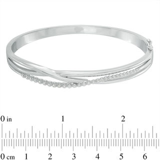 0.15 CT. T.W. Diamond Layered Crossover Bangle in Sterling Silver|Peoples Jewellers