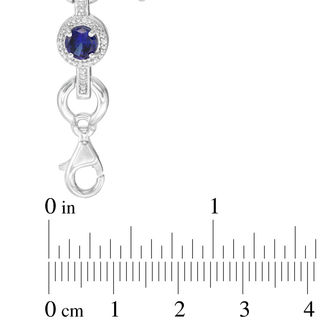 5.0mm Lab-Created Blue Sapphire and 0.09 CT. T.W. Diamond Circle Link Bracelet in Sterling Silver - 7.25"|Peoples Jewellers