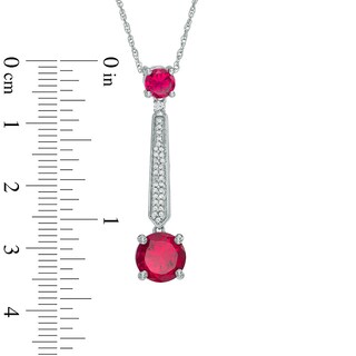 Lab-Created Ruby, White Sapphire and Diamond Accent Drop Pendant in Sterling Silver|Peoples Jewellers