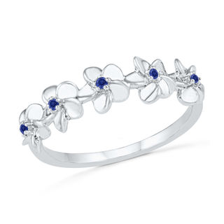 Lab-Created Blue Sapphire Flower Band in Sterling Silver|Peoples Jewellers