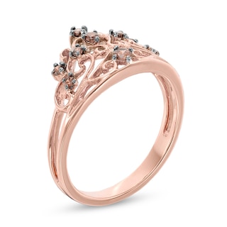 0.12 CT. T.W. Champagne Diamond Crown Ring in 10K Rose Gold|Peoples Jewellers