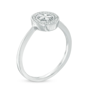 Diamond Accent Flower Circle Ring in Sterling Silver|Peoples Jewellers