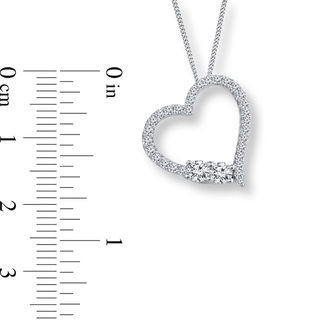 Ever Us™ 0.50 CT. T.W. Two-Stone Diamond Tilted Heart Necklace in 14K White Gold - 19"|Peoples Jewellers