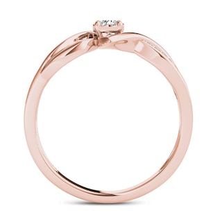 0.15 CT. T.W. Diamond Crossover Bypass Promise Ring in 14K Rose Gold|Peoples Jewellers
