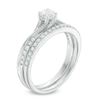 0.45 CT. T.W. Diamond Bypass Bridal Set in 10K White Gold|Peoples Jewellers