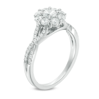 0.95 CT. T.W. Canadian Certified Diamond Frame Engagement Ring in 14K White Gold (I/I2)|Peoples Jewellers