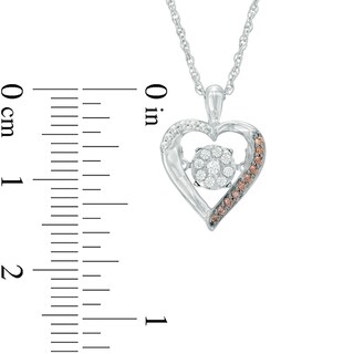 Unstoppable Love™ 0.15 CT. T.W. Champagne and White Composite Diamond Heart Frame Pendant in Sterling Silver|Peoples Jewellers