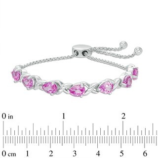 Pear-Shaped Lab-Created Pink Sapphire Infinity Bolo Bracelet in Sterling Silver - 9.5"|Peoples Jewellers