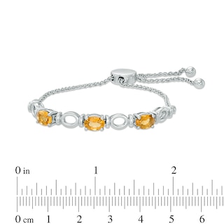 Oval Citrine Three Stone Bolo Bracelet in Sterling Silver - 9.5"|Peoples Jewellers