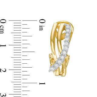 0.25 CT. T.W. Diamond Crossover Hoop Earrings in 10K Gold|Peoples Jewellers