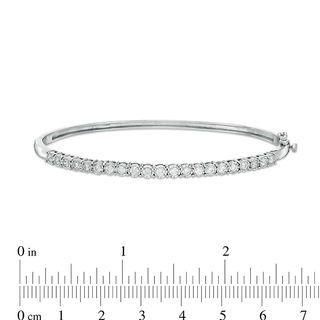 1.00 CT. T.W. Diamond Straight Line Hinged Bangle in 10K White Gold|Peoples Jewellers