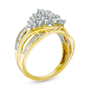 1.00 CT. T.W. Composite Diamond Bypass Split Shank Ring in 10K Gold|Peoples Jewellers
