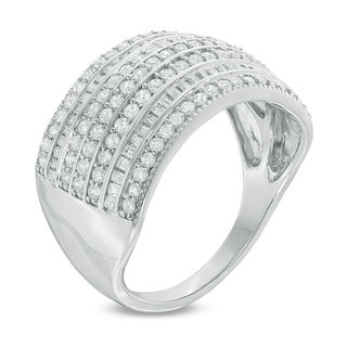 0.95 CT. T.W. Diamond Seven Row Anniversary Ring in 10K White Gold|Peoples Jewellers