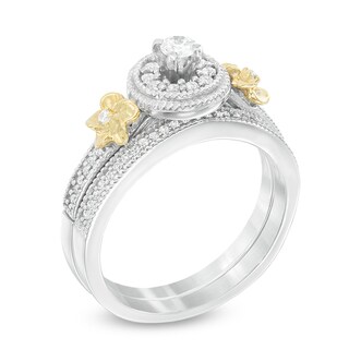 0.30 CT. T.W. Diamond Frame Flower Bridal Set in 10K Two-Tone Gold|Peoples Jewellers