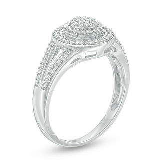 0.25 CT. T.W. Composite Diamond Frame Split Shank Ring in Sterling Silver|Peoples Jewellers