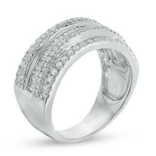 0.70 CT. T.W. Diamond Multi-Row Ring in 10K White Gold|Peoples Jewellers