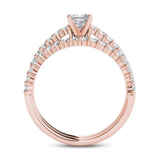1.00 CT. T.W. Princess-Cut Diamond Bridal Set in 14K Rose Gold|Peoples Jewellers