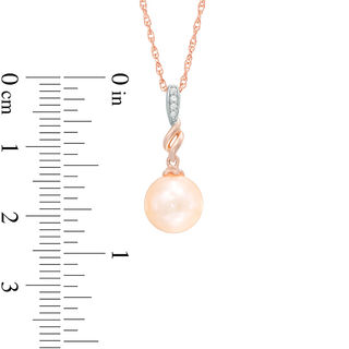 Dyed Pink Freshwater Cultured Pearl and Lab-Created White Sapphire Pendant in Sterling Silver with 14K Rose Gold Plate|Peoples Jewellers