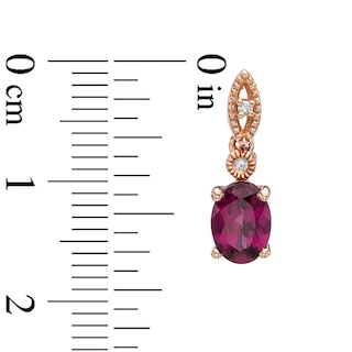 Oval Rhodolite Garnet and Diamond Accent Vintage-Style Drop Earrings in 10K Rose Gold|Peoples Jewellers