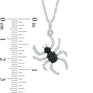Lab-Created Black Spinel and White Sapphire Spider Pendant in Sterling Silver|Peoples Jewellers