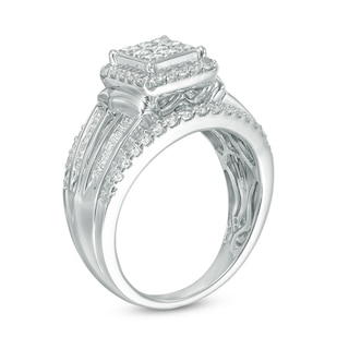 1.00 CT. T.W. Princess-Cut Composite Diamond Frame Engagement Ring in 10K White Gold|Peoples Jewellers