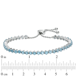 Swiss Blue Topaz and Lab-Created White Sapphire Bolo Bracelet in Sterling Silver – 9.0"|Peoples Jewellers