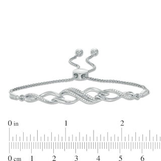 0.15 CT. T.W. Diamond Twist Bolo Bracelet in Sterling Silver - 9.5"|Peoples Jewellers