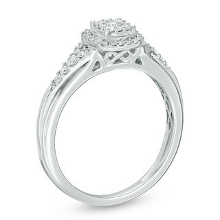 0.25 CT. T.W. Composite Diamond Cushion Frame Promise Ring in 10K White Gold|Peoples Jewellers