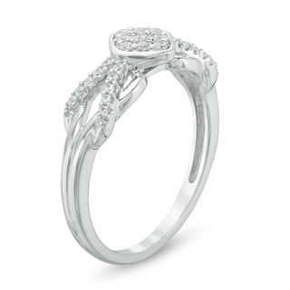 0.15 CT. T.W. Composite Diamond Crossover Promise Ring in Sterling Silver|Peoples Jewellers