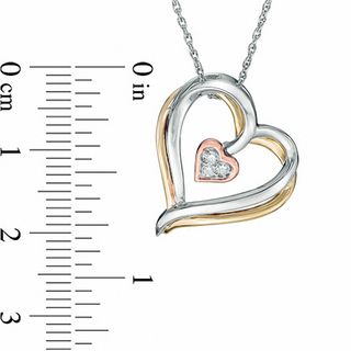 Diamond Accent Tilted Triple Heart Pendant in 10K Tri-Tone Gold|Peoples Jewellers