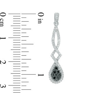 0.45 CT. T.W. Composite Enhanced Black and White Diamond Pear-Shaped Twist Drop Earrings in 10K White Gold|Peoples Jewellers