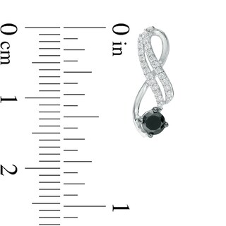 0.45 CT. T.W. Enhanced Black and White Diamond Ribbon Two Row Drop Earrings in 10K White Gold|Peoples Jewellers