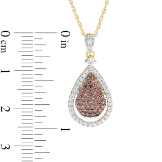 0.58 CT. T.W. Composite Enhanced Champagne and White Diamond Teardrop Pendant in 10K Gold|Peoples Jewellers