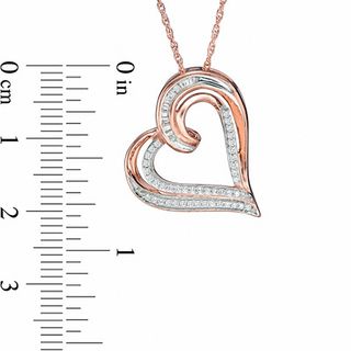 0.23 CT. T.W. Diamond Tilted Heart Pendant in 10K Rose Gold|Peoples Jewellers