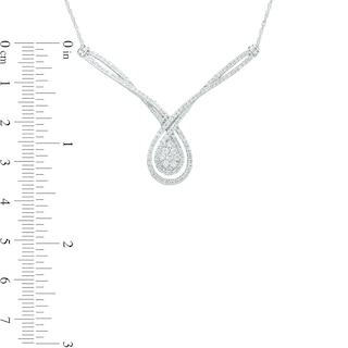 0.95 CT. T.W. Composite Diamond Twist Teardrop Necklace in 10K White Gold|Peoples Jewellers