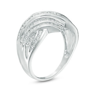 0.45 CT. T.W. Diamond Layered Bypass Ring in 10K White Gold|Peoples Jewellers