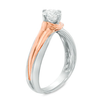 0.80 CT. Diamond Solitaire Swirl Engagement Ring in 14K Two-Tone Gold|Peoples Jewellers