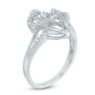 0.11 CT. T.W. Diamond Three Heart Split Shank Ring in Sterling Silver|Peoples Jewellers