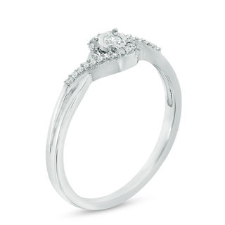 Diamond Accent Swirl Twist Shank Promise Ring in 10K White Gold|Peoples Jewellers