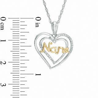 Diamond Accent "Nana" Double Heart Pendant in Sterling Silver and 10K Gold|Peoples Jewellers